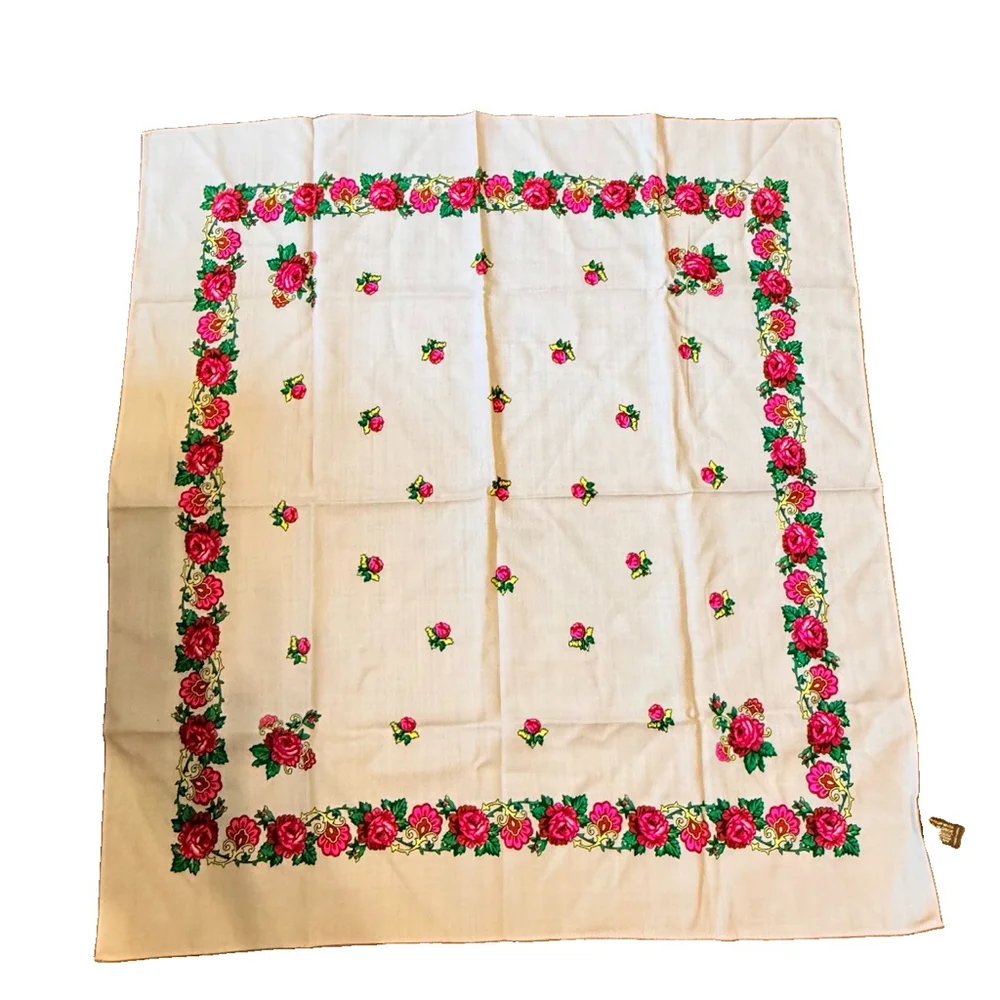 Vintage Alunia 100% virgin wool scarf Floral Made In Japan